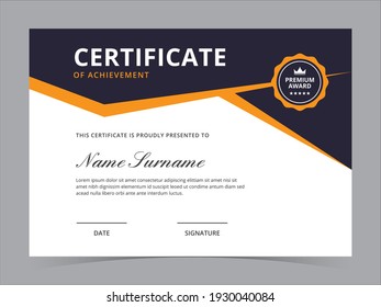 Modern Certificate Template Vector Design