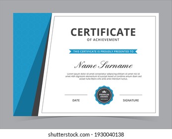 Modern Certificate Template Vector Design