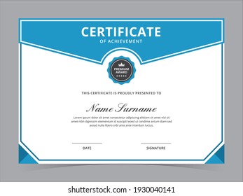 Modern Certificate Template Vector Design