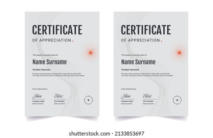 Modern Certificate Template Vector Design. Certificate of appreciation template  for award, diploma, and printing. Certificate border template with luxury and modern line pattern. 