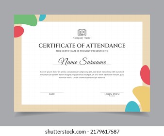 Modern Certificate Template Vector Design Layout for Print, Elegant Blank Certificate for  Diploma, Graduation, Achievement, Award, Attendance, Abstract Vector Illustration