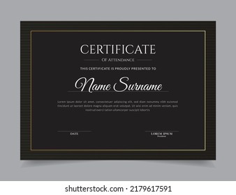 Modern Certificate Template Vector Design Layout for Print, Elegant Blank Certificate for  Diploma, Graduation, Achievement, Award, Attendance, Abstract Vector Illustration