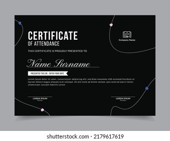 Modern Certificate Template Vector Design Layout for Print, Elegant Blank Certificate for  Diploma, Graduation, Achievement, Award, Attendance, Abstract Vector Illustration