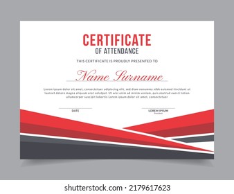 Modern Certificate Template Vector Design Layout for Print, Elegant Blank Certificate for  Diploma, Graduation, Achievement, Award, Attendance, Abstract Vector Illustration