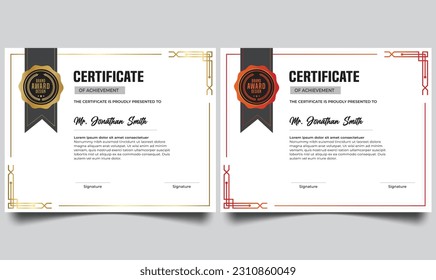 Diseño de vectores de plantillas de certificados modernos