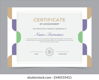 Modern Certificate Template Vector Design. Achivement certificate or diploma design
