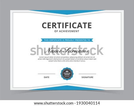 Modern Certificate Template Vector Design