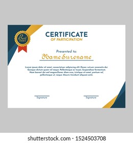 modern certificate template vektor, blue and gold certificate vektor