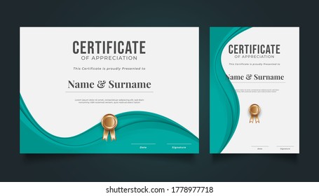 Modern Certificate Template with Wavy Paper Cut