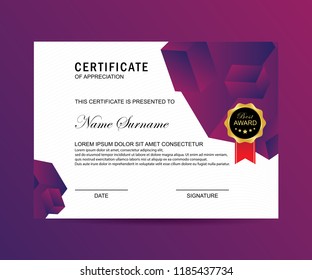 Modern certificate with trendy design