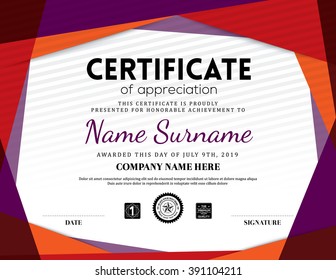 Modern certificate triangle background frame design template