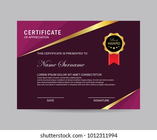 Certificate Template Luxury Ribbon Modern Pattern Stock Vector (Royalty ...