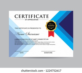 Certificate Template Blue Silver Color Variation Stock Vector (Royalty ...