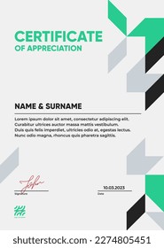 Modern Certificate vector template. Minimal geometric design.