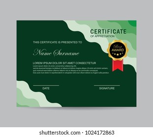 Modern certificate with waves element