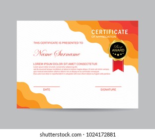 Modern certificate with waves element