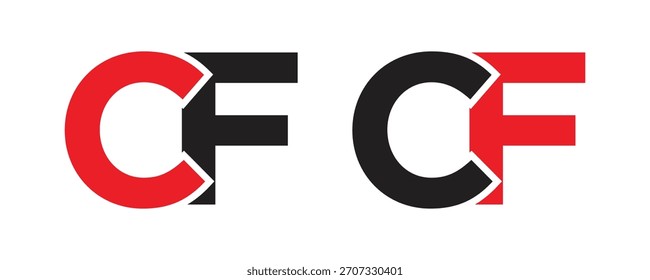 Diseño moderno del logotipo del monograma del CF. Icono de letras iniciales C y F entrelazadas para marca Corporativa, Tecnología, servicios financieros o identidad deportiva