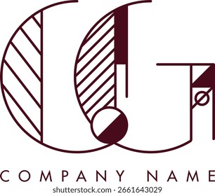 Modern CG logo featuring a monogram within a circular frame in minimalist style, ideal for branding. The design showcases abstract shapes with clean lines emphasizing elegance and professionalism.