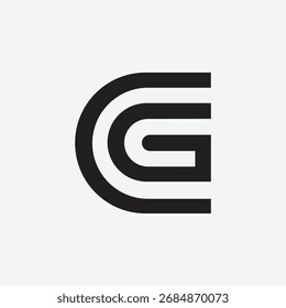 Logotipo de monograma mínimo CG moderno com design criativo limpo, perfeito para marca, negócios e identidade profissional.
