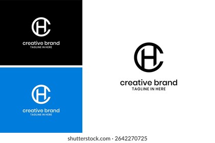Modern CH HC Initial Letter Logo with Abstract Circle Symbol and Geometric Design Vector for Business Branding Corporate Identity Technology Company and Elegant Digital Concept