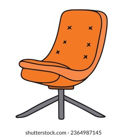 Modern chair colored outline. Hand drawn modern armchair in doodle style. Vector illustration.