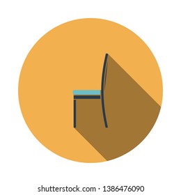 Icono de la silla moderna. Diseño De Esténcil De Círculo Plano Con Sombra Larga. Ilustración vectorial.