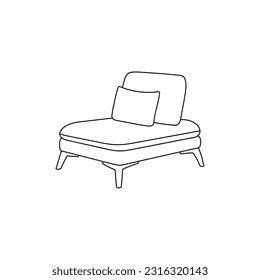 modern chair line simple, comfortable lounge chair. interiors furniture logo, vector, icon, illustration