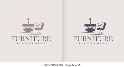 modern chair logo. interior minimalist, gallery furniture logo design vector