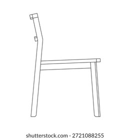 Silla moderna en vista lateral con perfil lineal limpio, con asiento y respaldo estructurados, proporciones equilibradas y carácter minimalista para asientos interiores.