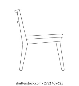 Silla moderna en vista lateral con perfil lineal limpio, con asiento y respaldo estructurados, proporciones equilibradas y diseño minimalista para asientos interiores.