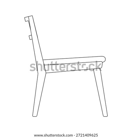 Modern chair in side view with clean linear profile, featuring structured seat and backrest, balanced proportions, and minimalist design for interior seating.