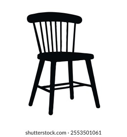 Modern Chair Silhouette Vector Icon on White Background