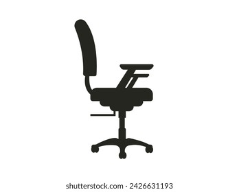Modern chairs Front view, Chair icon, Black armchair and seat pouf design in interior illustration of business office-chair or easy-chair, on white background.