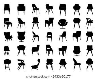 Modern chairs silhouette vector art white background