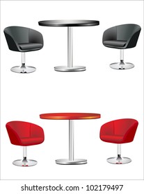 Modern Chairs And Table On The White Background