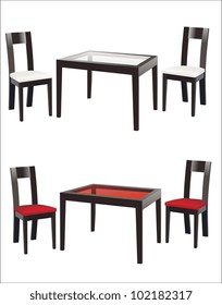 modern  chairs and table on the white background
