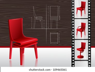 Modern chairs vector illustration| Editable Illustration