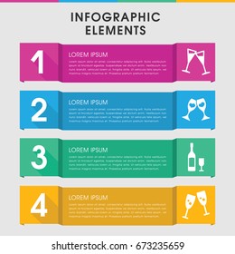 Modern champagne infographic template. infographic design with champagne icons includes clink glasses. can be used for presentation, diagram, annual report, web design.