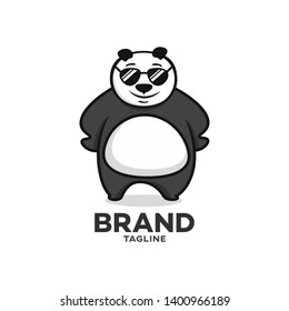 Modern character panda with glasses logo