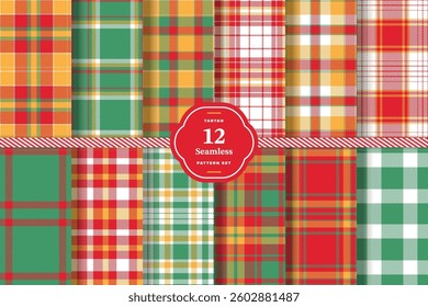 Modern Charcoal Gray and Dark Slate Seamless Tartan Fabric Design Set of 12