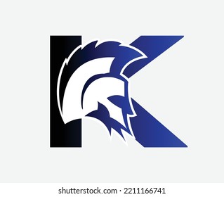 Modern Charismatic Gladiator Logo With Letter K, Gym And Fitness Icon.