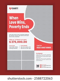 Modern Charity Flyer, leaflet Design template, professional, and attractive Editable Poster design template for donations, nonprofits, and fundraising events