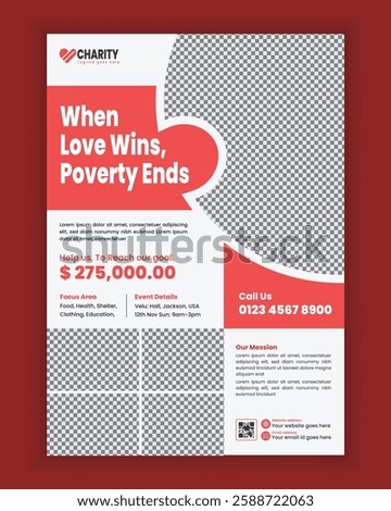Modern Charity Flyer, leaflet Design template, professional, and attractive Editable Poster design template for donations, nonprofits, and fundraising events