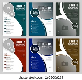 Modern Charity Flyer Template for Social Awareness Donation Events and Nonprofit Campaigns Designed for Community Outreach and Fundraising Editable Vector EPS Format for Print and Online Use.