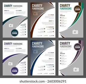 Modern Charity Flyer Template for Social Awareness Donation Events and Nonprofit Campaigns Designed for Community Outreach and Fundraising Editable Vector EPS Format for Print and Online Use.