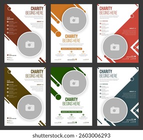 Modern Charity Flyer Template for Social Awareness Donation Events and Nonprofit Campaigns Designed for Community Outreach and Fundraising Editable Vector EPS Format for Print and Online Use.