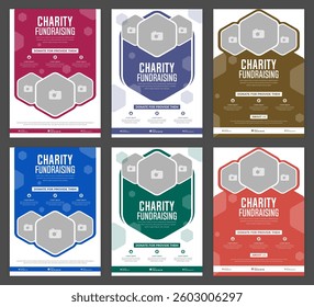 Modern Charity Flyer Template for Social Awareness Donation Events and Nonprofit Campaigns Designed for Community Outreach and Fundraising Editable Vector EPS Format for Print and Online Use.