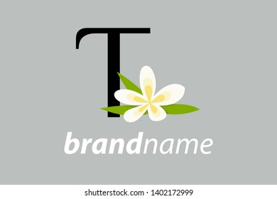 Modern and Charming logo design Initial T with yellow flower.