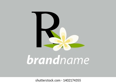 Modern and Charming logo design Initial R with yellow flower.