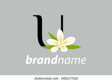 Modern and Charming logo design Initial U with yellow flower.